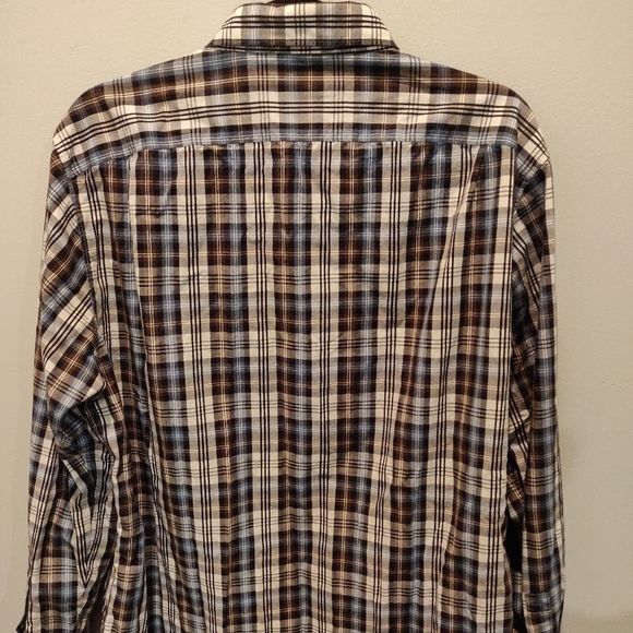 Michael Kors Plaid Button Down, large and black, blue and grey color sch… - Picture 2 of 7